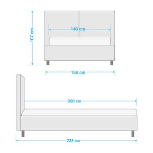 Polsterbett Versa I Stoff Valona: Grau - 140 x 200cm - 1 Bettkasten - Hellbraun