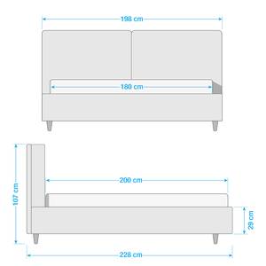 Polsterbett Versa I Stoff Valona: Silber - 180 x 200cm - 1 Bettkasten - Grau