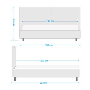 Polsterbett Versa I Stoff Valona: Creme - 180 x 200cm - Kein Bettkasten - Hellbraun