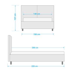 Polsterbett Versa II Stoff Valona: Anthrazit - 140 x 200cm - Kein Bettkasten - Hellbraun