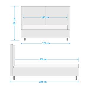 Polsterbett Versa II Stoff Valona: Anthrazit - 160 x 200cm - 1 Bettkasten - Grau