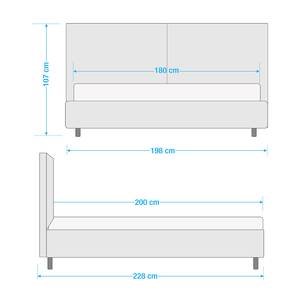 Polsterbett Versa II Stoff Valona: Anthrazit - 180 x 200cm - 1 Bettkasten - Hellbraun