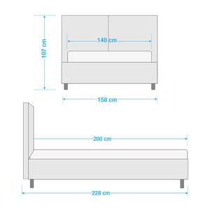 Polsterbett Versa II Stoff Valona: Beige - 140 x 200cm - 1 Bettkasten - Grau