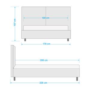 Gestoffeerd bed Versa II Stof Valona: Crèmekleurig - 160 x 200cm - 1 opbergruimte - Lichtbruin