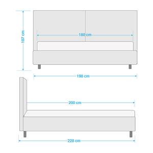 Gestoffeerd bed Versa II Stof Valona: Crèmekleurig - 180 x 200cm - Geen opbergruimte - Lichtbruin