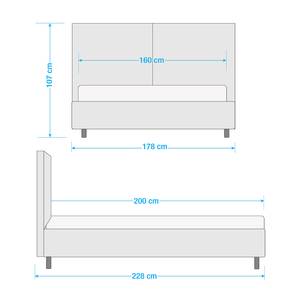 Polsterbett Versa II Stoff Valona: Dunkelblau - 160 x 200cm - Kein Bettkasten - Hellbraun