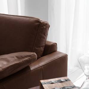 Hoekbank HORLEY met chaise longue Leer Cerys: Donkerbruin - Longchair vooraanzicht links