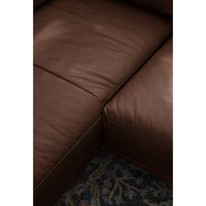 Hoekbank HORLEY met chaise longue Leer Cerys: Donkerbruin - Longchair vooraanzicht links