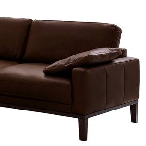 Ecksofa HORLEY mit Longchair Echtleder Cerys: Dunkelbraun - Longchair davorstehend links