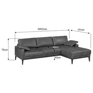 Ecksofa Horley Echtleder Dunkelbraun - Longchair davorstehend rechts