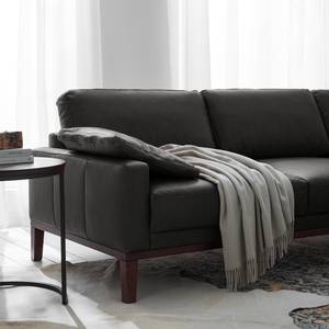 Ecksofa Horley Echtleder Schwarz - Longchair davorstehend rechts