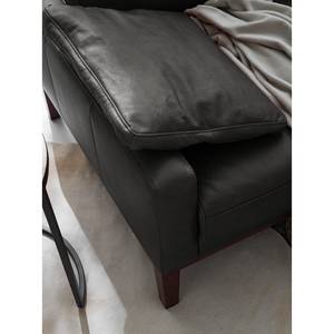 Ecksofa HORLEY mit Longchair Echtleder Cerys: Schwarz - Longchair davorstehend rechts