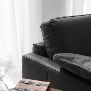 Ecksofa Horley Echtleder Schwarz - Longchair davorstehend rechts