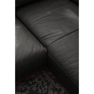 Ecksofa Horley Echtleder Schwarz - Longchair davorstehend rechts