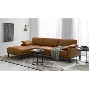 Ecksofa Horley Echtleder Braun - Longchair davorstehend links