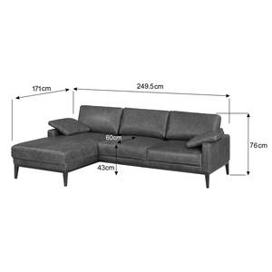 Ecksofa Horley Echtleder Braun - Longchair davorstehend links