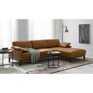 Ecksofa Horley Echtleder Braun - Longchair davorstehend rechts