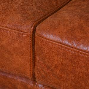 Ecksofa HORLEY mit Longchair Echtleder Cerys: Cognac - Longchair davorstehend rechts