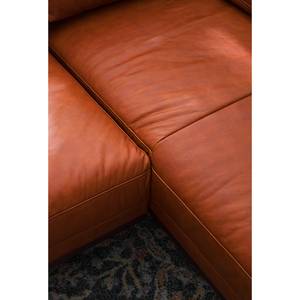 Divano angolare in vera pelle Horley Color Cognac vintage - Longchair preimpostata a destra