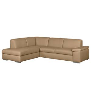 Ecksofa Termon - Bodennah Echtleder Roda: Beige - Longchair davorstehend links