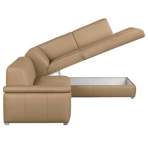 Ecksofa Termon - Bodennah Echtleder Roda: Beige - Longchair davorstehend rechts