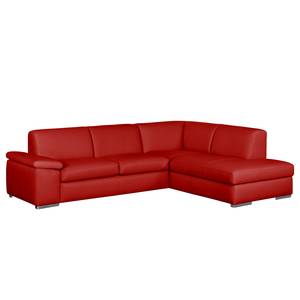 Ecksofa Termon - Bodennah Echtleder Maer: Rot - Longchair davorstehend rechts