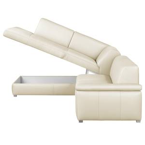 Ecksofa Termon - Bodennah Echtleder Maer: Creme - Longchair davorstehend links