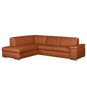 Ecksofa Termon - Bodennah Echtleder Maer: Cognac - Longchair davorstehend links