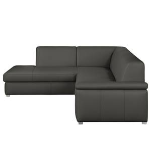 Ecksofa Termon - Bodennah Echtleder Maer: Espresso - Longchair davorstehend links