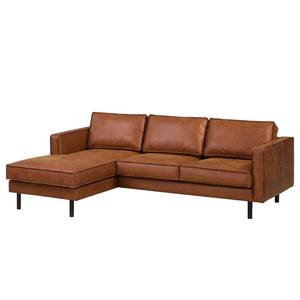 Ecksofa FORT DODGE Antiklederlook - Microfaser Yaka: Cognac - Longchair davorstehend links - Ohne Schlaffunktion