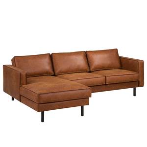 Ecksofa FORT DODGE Antiklederlook - Microfaser Yaka: Cognac - Longchair davorstehend links - Ohne Schlaffunktion