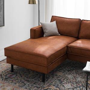 Ecksofa FORT DODGE Aspect cuir vieilli - Microfaser Yaka: Cognac - Longchair davorstehend links - Ohne Schlaffunktion