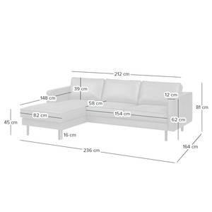 Ecksofa FORT DODGE Antiklederlook - Microfaser Yaka: Cognac - Longchair davorstehend links - Ohne Schlaffunktion