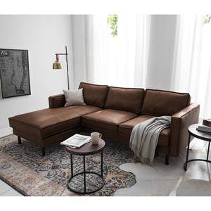 Ecksofa FORT DODGE Aspect cuir vieilli - Microfaser Yaka: Braun - Longchair davorstehend links - Ohne Schlaffunktion