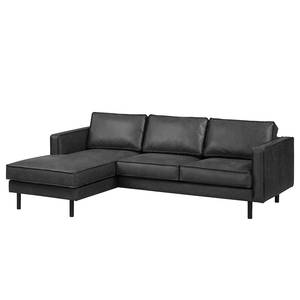 Ecksofa FORT DODGE Aspect cuir vieilli - Microfaser Yaka: Schwarz - Longchair davorstehend links - Ohne Schlaffunktion