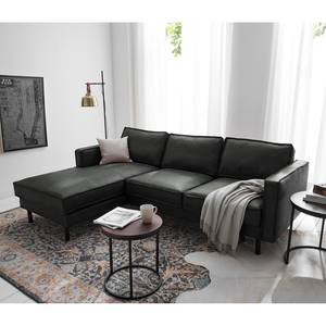 Ecksofa FORT DODGE Aspect cuir vieilli - Microfaser Yaka: Schwarz - Longchair davorstehend links - Ohne Schlaffunktion