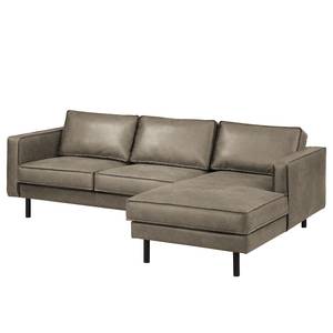 Ecksofa FORT DODGE Aspect cuir vieilli - Microfaser Yaka: Muskat - Longchair davorstehend rechts - Ohne Schlaffunktion