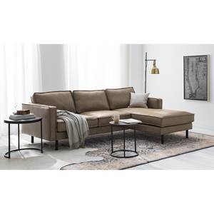 Ecksofa FORT DODGE Aspect cuir vieilli - Microfaser Yaka: Muskat - Longchair davorstehend rechts - Ohne Schlaffunktion