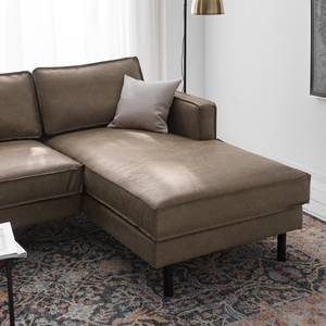 Ecksofa FORT DODGE Aspect cuir vieilli - Microfaser Yaka: Muskat - Longchair davorstehend rechts - Ohne Schlaffunktion