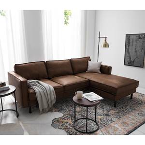 Ecksofa FORT DODGE Aspect cuir vieilli - Microfaser Yaka: Braun - Longchair davorstehend rechts - Ohne Schlaffunktion