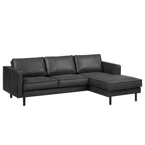 Ecksofa FORT DODGE Aspect cuir vieilli - Microfaser Yaka: Schwarz - Longchair davorstehend rechts - Ohne Schlaffunktion