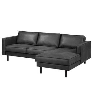 Ecksofa FORT DODGE Aspect cuir vieilli - Microfaser Yaka: Schwarz - Longchair davorstehend rechts - Ohne Schlaffunktion