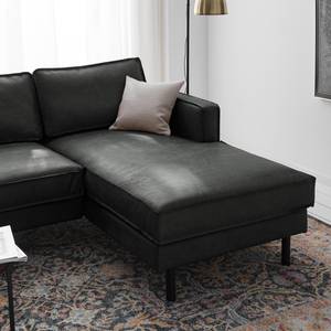 Ecksofa FORT DODGE Aspect cuir vieilli - Microfaser Yaka: Schwarz - Longchair davorstehend rechts - Ohne Schlaffunktion