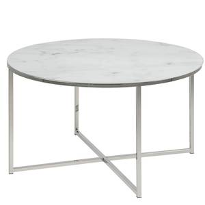 Tavolino Katori III Vetro/ Metallo - Effetto marmo bianco / Cromo