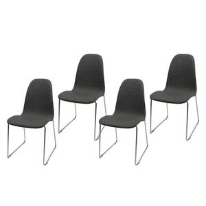 Chaises rembourrées Flemma (lot de 4) Tissu - Anthracite