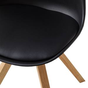 Chaise ALEDAS Plastique / Chêne massif - Noir - Marron - Lot de 2