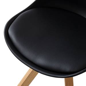 Chaise ALEDAS Plastique / Chêne massif - Noir - Marron - Lot de 2