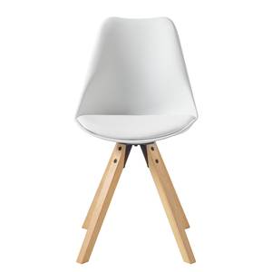 Chaises capitonnées Aledas I Plastique / Chêne massif - Blanc - Lot de 2