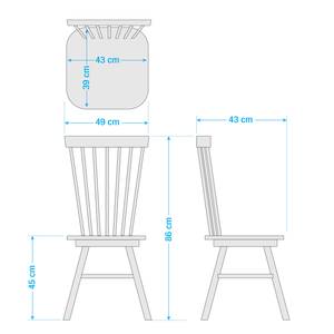 Esszimmerstuhl Jalenas (2er-Set) Gummibaum massiv - Weiß