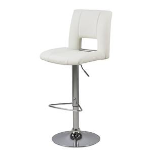 Chaises de bar Selina I (lot de 2) Imitation cuir / Chrome - Blanc vieilli